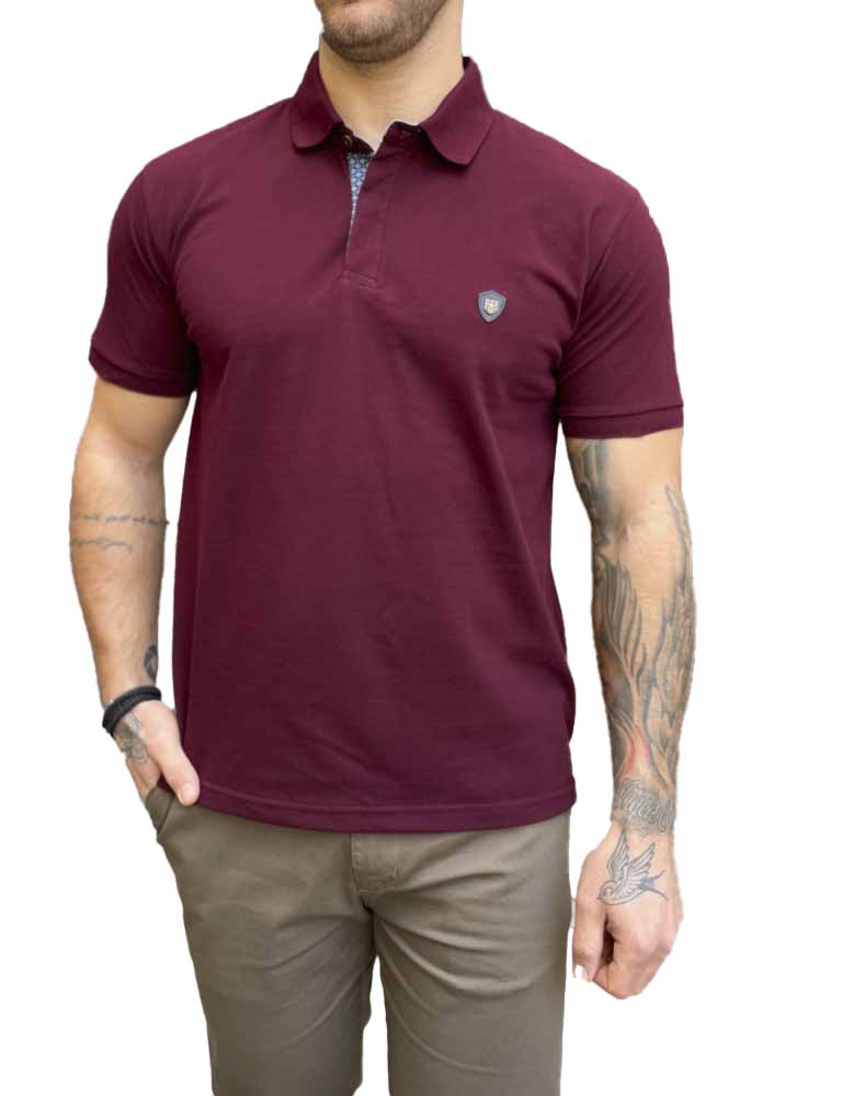 Everbest ανδρική μπορντό πικέ Polo μπλούζα Plus Size 252832B φωτογραφία